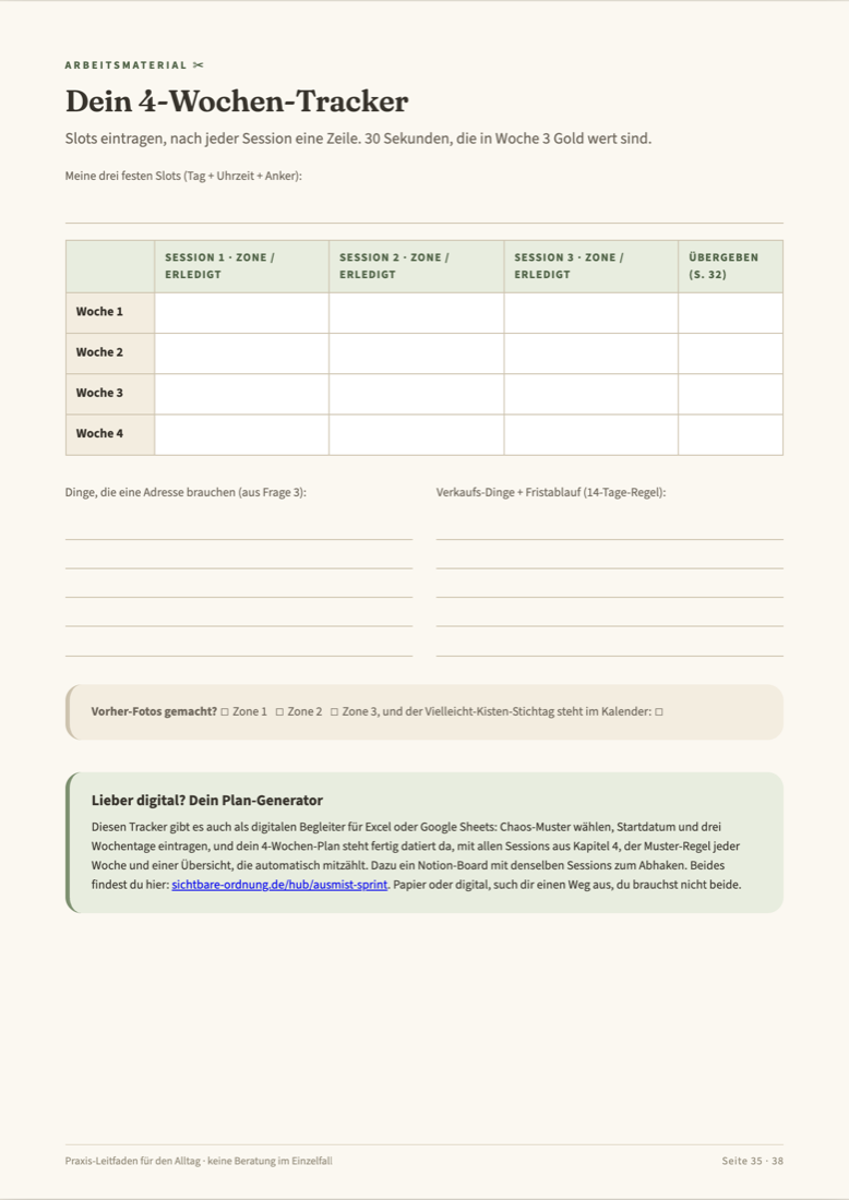 Arbeitsmaterial: der 4-Wochen-Tracker zum Ausdrucken